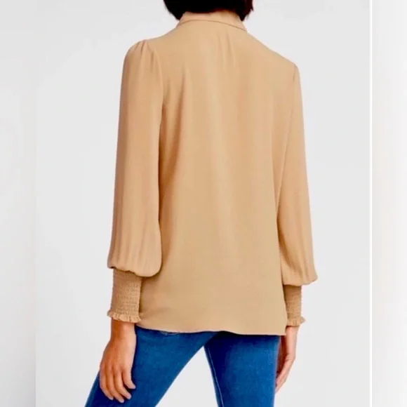 Express Smocked Cuff Portofino Blouse - Picture 2 of 6